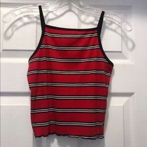 Red black white striped crop top brandy melville